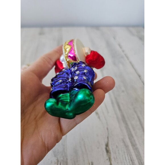 Poland glass clown band drum ornament glitter Xmas tree green purple blue - Picture 11 of 13